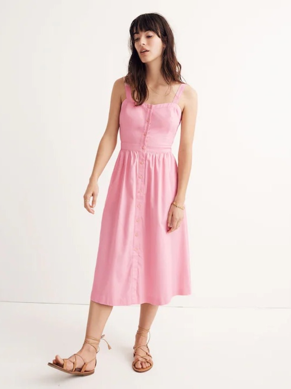 💕Madewell Pink Fleur Bow-Back Midi Dress (12) 💕